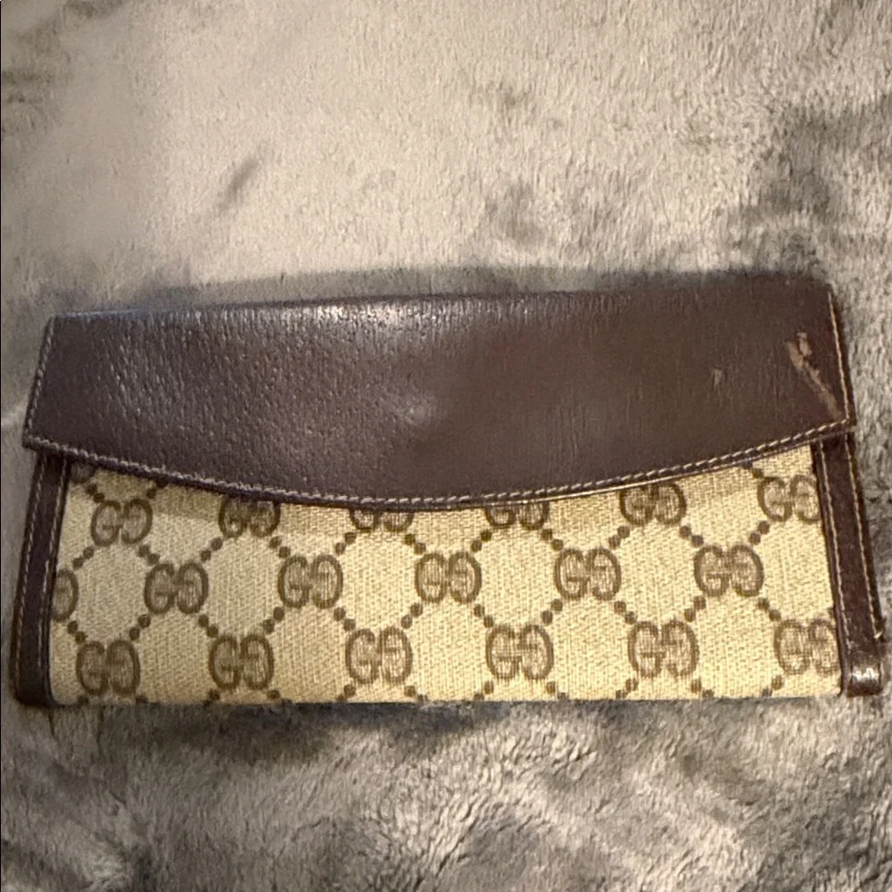 SALE!! Gucci Beige GG Canvas Brown Leather wallet and/or Organizer - Picture 10 of 13